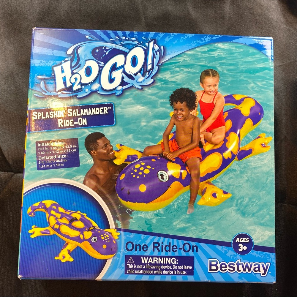 NIB H2OGO! Splashin' Salamander Ride-On, an inflatable pool float